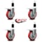 Service Caster 5'' Red Poly Swivel 1-1/2'' Expanding Stem Caster Set Total Lock Brake, 4PK SCC-EXTTL20S514-PPUB-RED-112-4 - alternate 4